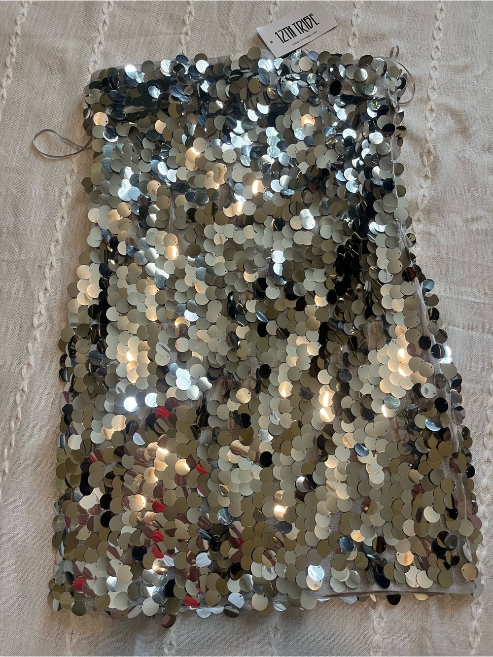 12th Tribe Pippa Silver Disco Sequin Dress – Size Large (NWT)